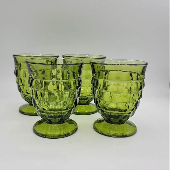 Fostoria Glass Other - Fostoria American or Colony Whitehall Olive Cubist Juice Glasses Set 4 Antique